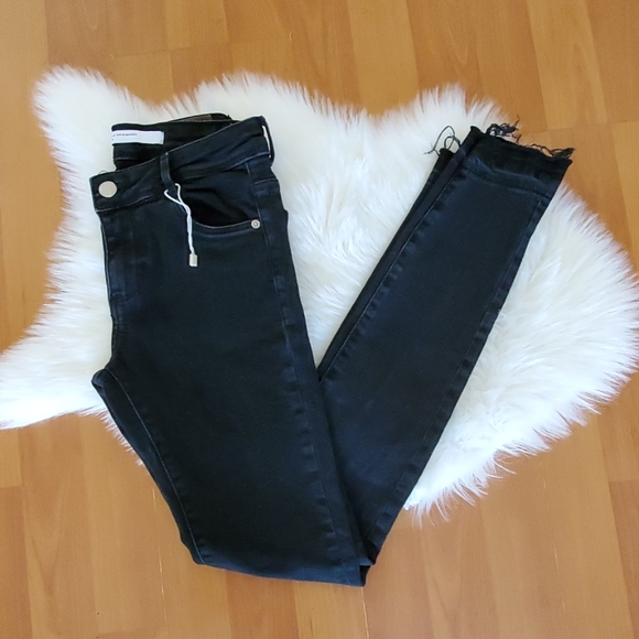 womens black frayed hem jeans